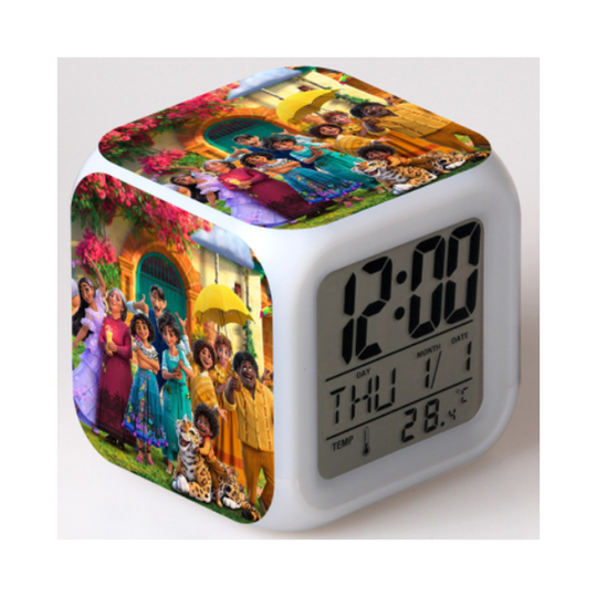 (Family) Multifunction Encanto Alarm Clock Glowing Digital LED 7 Color Desk Alarm Clock