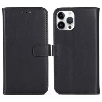 iPhone 14 Pro Max Retro Wallet Case with Magnetic Closure - Black