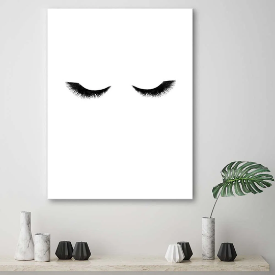 Canvas Print Eyelashes Female Black