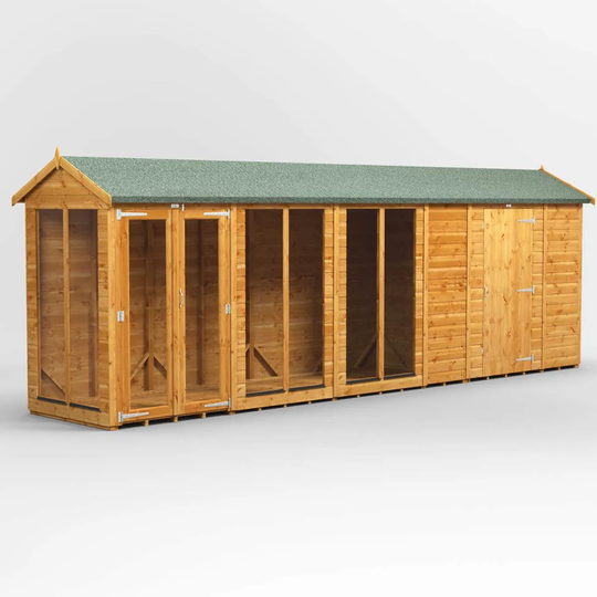 20X4 Power Apex Summerhouse Combi Including 6Ft Side Store