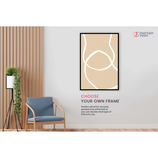 Panther Print Fine Art Prints Abstract Minimalist Beige & White Line Art Artistic Unframed Poster, Pictures For Home Walls, Bedroom, Living Room & Bat