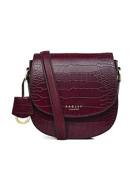 Radley Liverpool Street 2.0 - Faux Croc Medium Flapover Crossbody - Dark Cherry