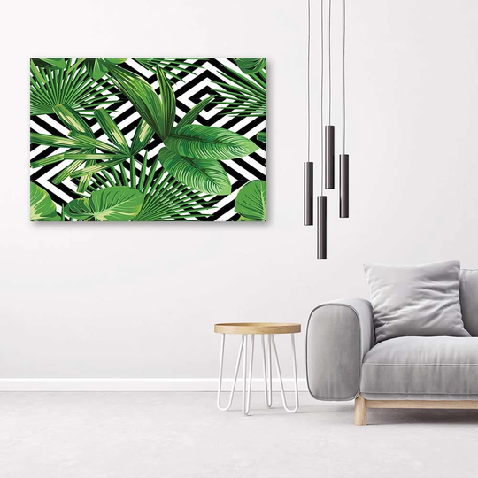 Canvas Print Palm Tree Leaves Geometric Green