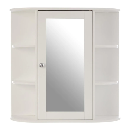 Premier Housewares Bathroom Cabinet, Mirrored Door, 6 Shelves - White