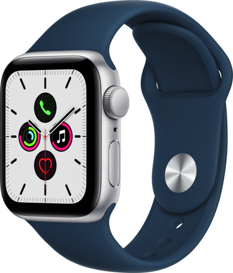 Apple Watch SE GPS, 40mm Silver Aluminium Case with Abyss Blue Sport Band - Regular