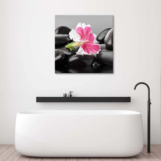 Canvas Print Flowers Zen Stones