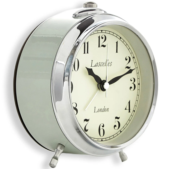 Analog Metal Quartz Alarm Tabletop Clock in Green