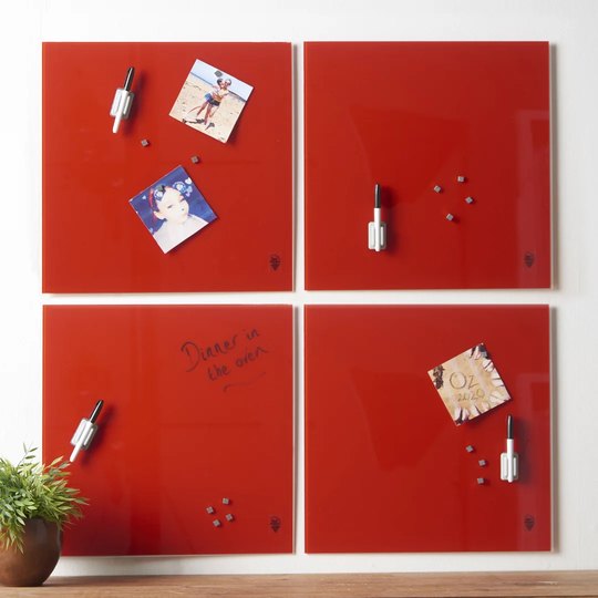 4 Piece Memo Glass Magnetic Wall Mounted Dry Erase Board Set