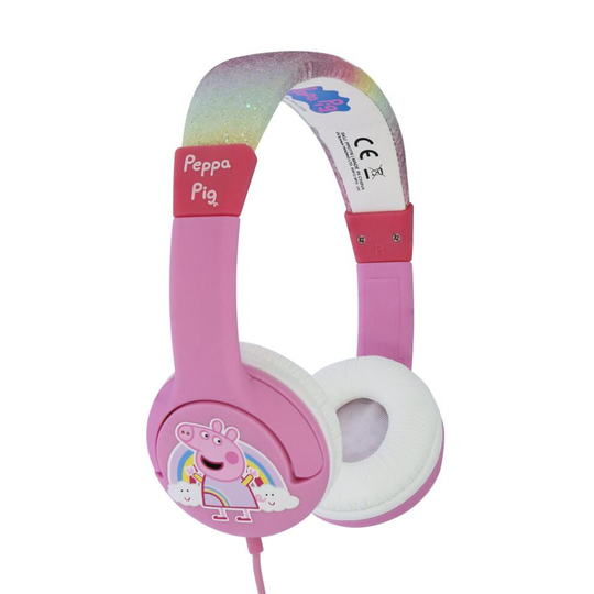 OTL Peppa Pig Rainbow Glitter Wired Headphones for Children - Pink