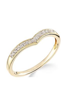 Love DIAMOND 9ct Yellow Gold Diamond Set Wish Bone Ring, One Colour, Size J, Women