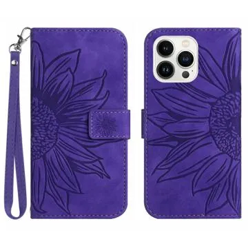Sunflower Series iPhone 14 Pro Max Wallet Case - Purple