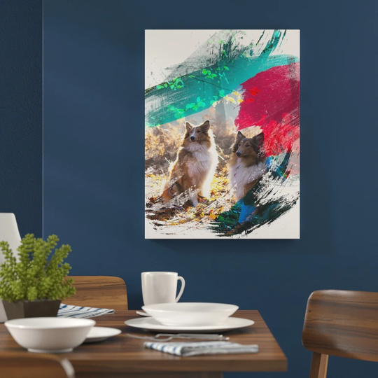 'Two Rough Collie Dogs' Graphic Art Print Poster