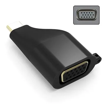 Portable USB Type-C / VGA Adapter with Strap - Black