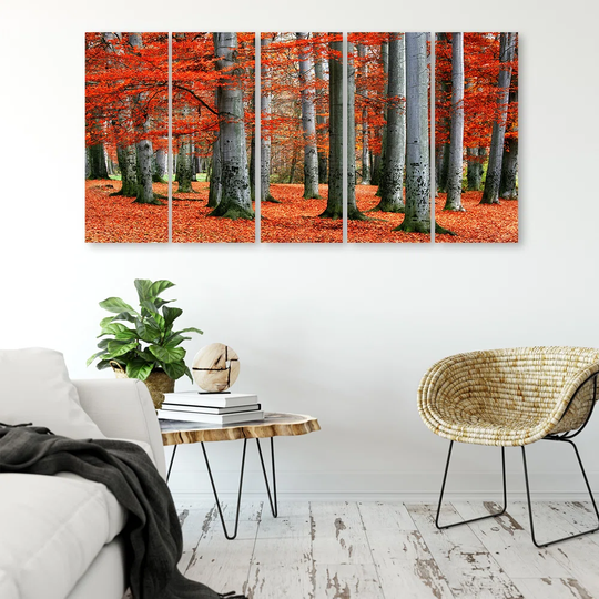 Canvas Print Forest Red Autumn Nature