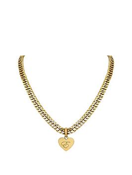 Say It With Diamonds Personalised Statement Heart Necklace Stainless Steel Gold Plated, Yellow Gold, Women