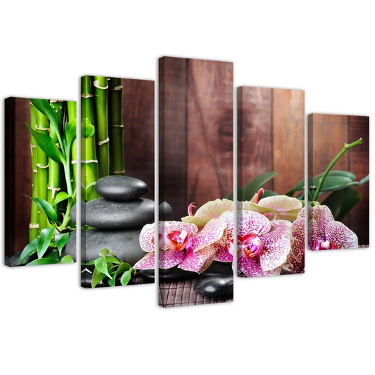 Canvas Print Orchid Stone Bamboo