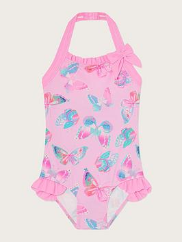 Monsoon Girls S.E.W. Butterfly Halter Swimsuit - Pale Pink