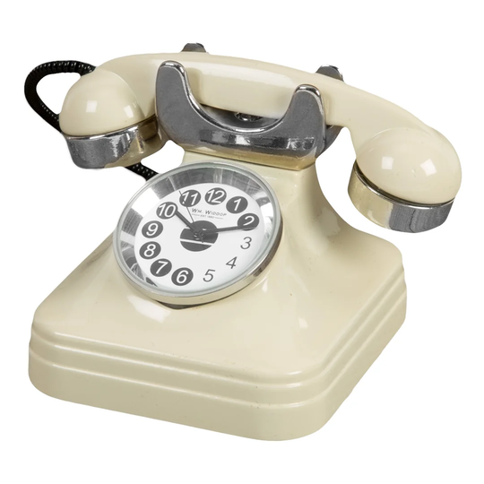 Analog Metal Quartz Tabletop Clock in Cream