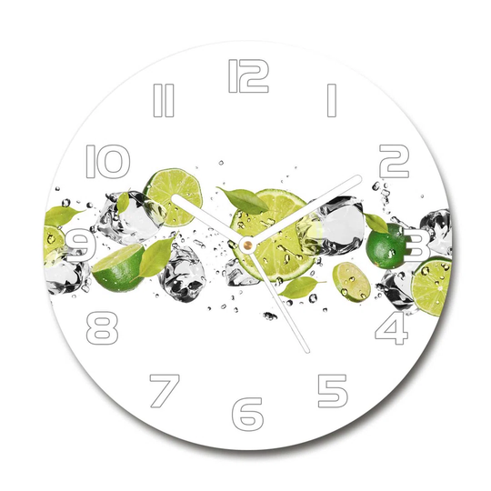 Glass Wall Clock 30Cm Round Decoration Picture Wall Art Modern Decoration Kitchen Living Room Silent - Limonka And Water,52519207