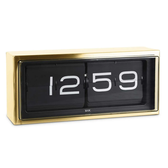 Leff Amsterdam Brick Wall/Desk Clock Brass - 24H Black Display