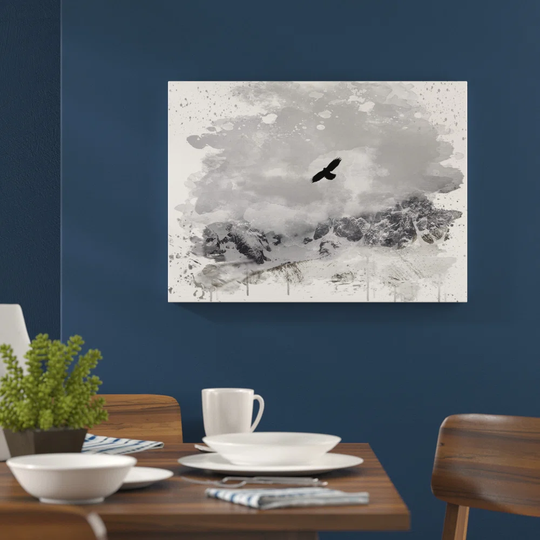 'Bird Flying Over Mountains' Graphic Art Print Poster