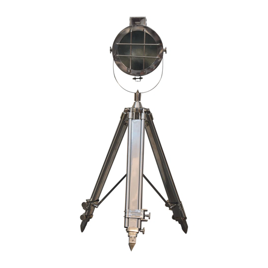 Caged Complete Chrome Tripod Fold Spotlight Floor Lamp