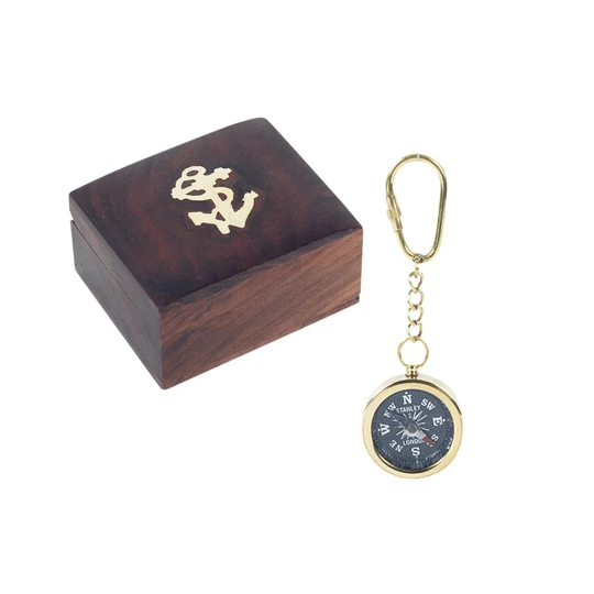 Higuera Decor And Go Keychains Compass With Box Nautical Decoration Gold Collection DG58247