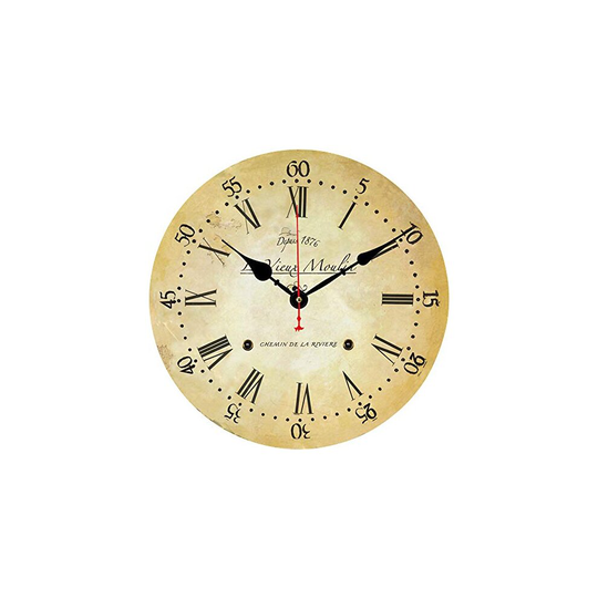 BERYART Retro Decorative Wall Clock Battery Operated Quartz Clock Silent Wall Clocks 14 Inch Round Hanging Clock for Bedroom,Dining Room,Living R