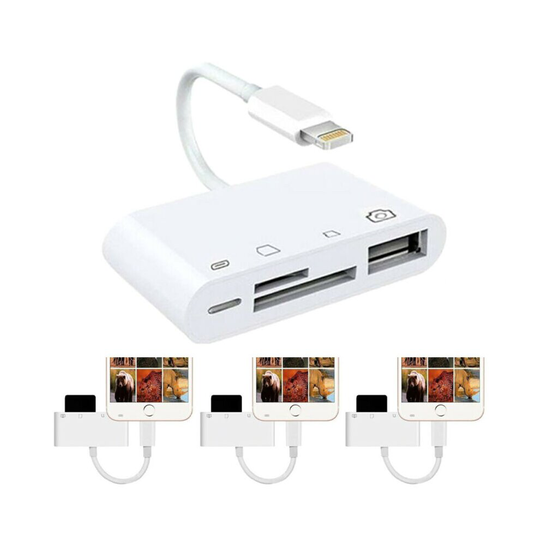 Multifunctional 4 in 1 To TF SD Card Reader Camera USB OTG Adapter for iPhone