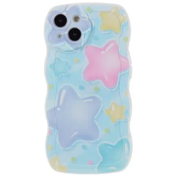 Stylish Wavy Edge iPhone 14 TPU Case - Colorful Star