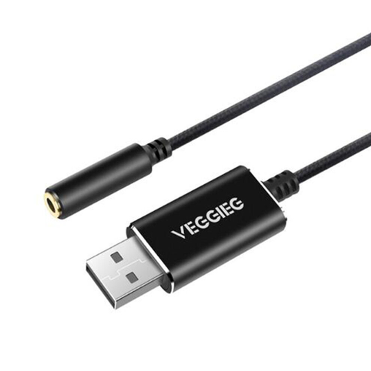 USB Audio Adapter External Sound Card with 3.5mm Headphone and Microphone Jack for Windows/Mac/Linux/Pc/Laptops/PS4