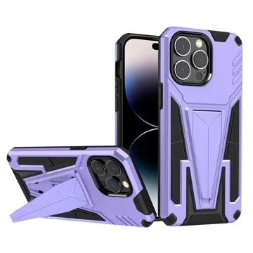 V-Shaped Magnetic iPhone 14 Pro Max Hybrid Case - Purple