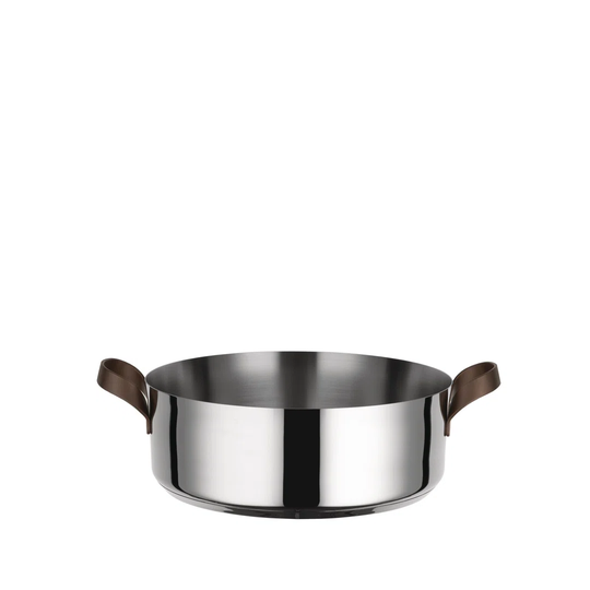 Edo, Low Casserole With Two Handles In 18/10 Stainless Steel. Handles In 18/10 Stainless Steel With PVD Coating, Brown. Magnetic Steel Bottom Suitable