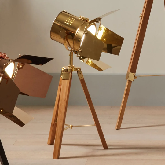 Gold And Natural Tripod Table Lamp