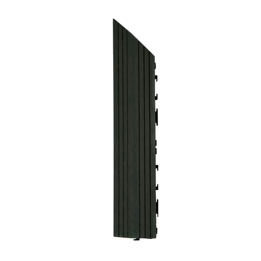 Decko 1 Piece Black Composite Interlocking Left Edging Tile 37Cm X 7Cm