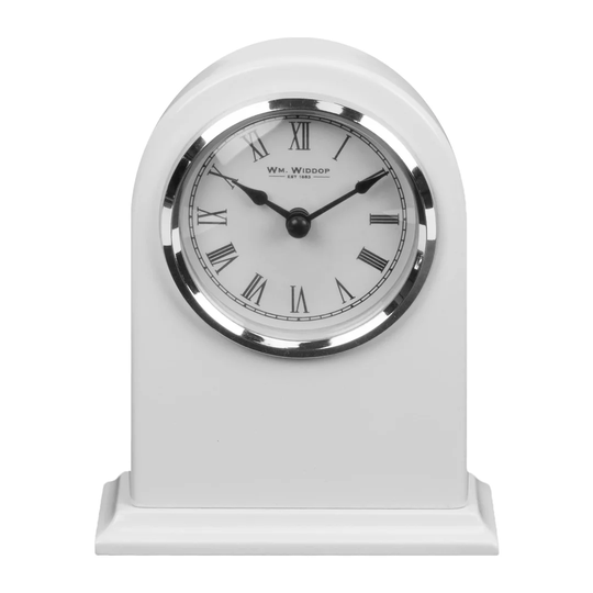 Analog Wood Quartz Tabletop Clock in White