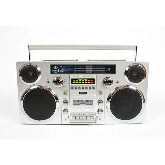 GPO Brooklyn Portable Boom Box Music System - Silver