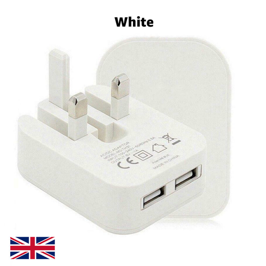 (White Foldable USB Charging Adapter For All Mobiles and TAblets) Fastest 2AMP Folding Wall Plug Charger Dual USB