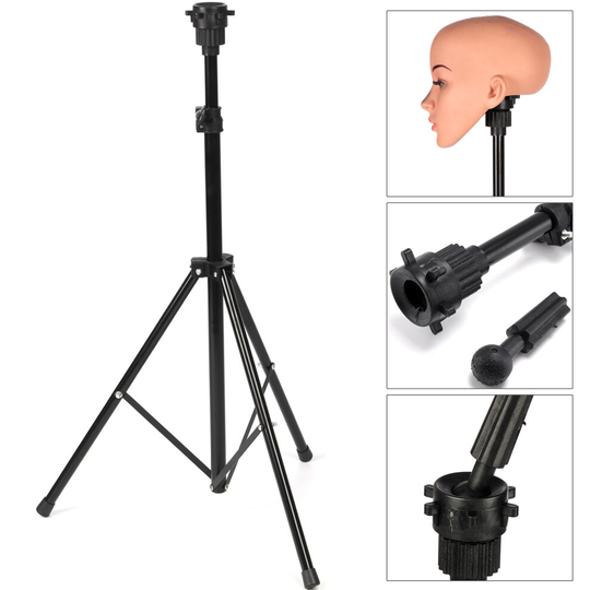 Wig Head Stand Mannequin Tripod Holder for Hairdressing Training 1.6m