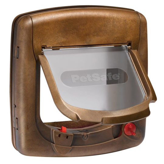 PetSafe Magnetic 4-Way Cat Flap Deluxe 420 Brown Pet Door Gate Locking 5006