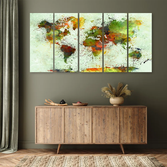 Canvas Print Abstract World Map Coloured