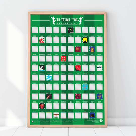 100 Football Teams Scratch Off Bucket List Poster