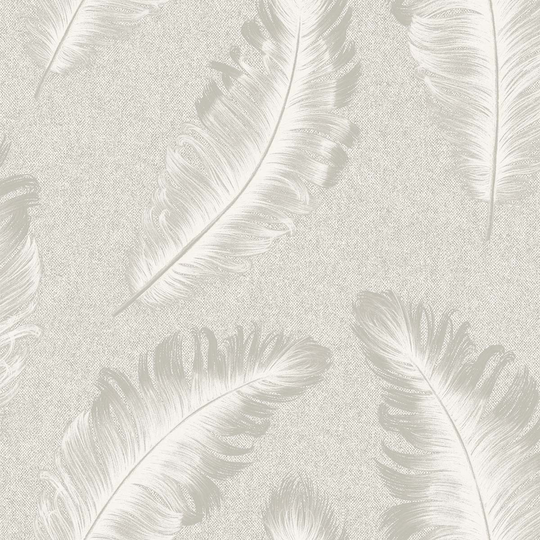 Belgravia Decor Ciara Glitter Feather Soft Silver Textured Wallpaper