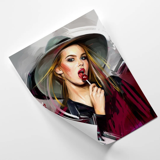 Poster, Woman With A Lollipop In A Hat
