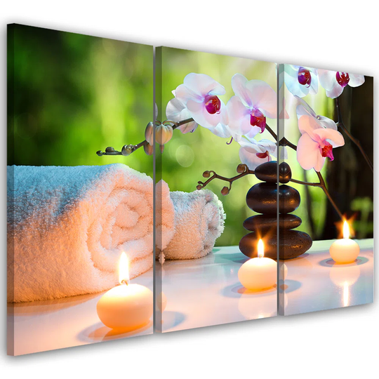 Canvas Print Towel Flowers Candles