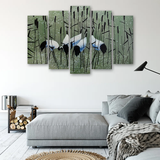 Canvas Print Cranes Birds Water Nature
