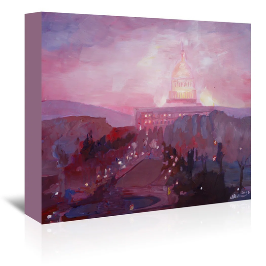 Washington Capitol 3 Dusk by M Bleichner - Unframed Painting Print on Paper