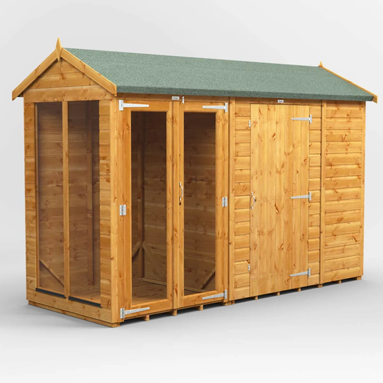 10X4 Power Apex Summerhouse Combi Including 6Ft Side Store