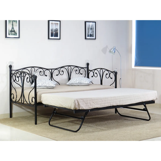 SleepOn Geovana Small Single Day Bed With Trundle Black
