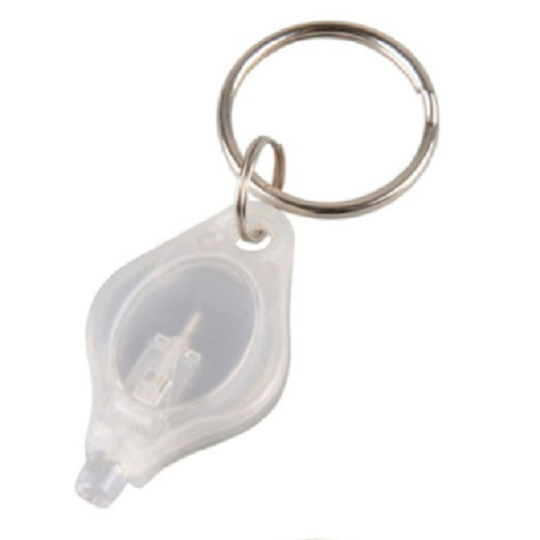(White) Mini Bright LED Light Keychain Torch Flashlight - With Key Ring